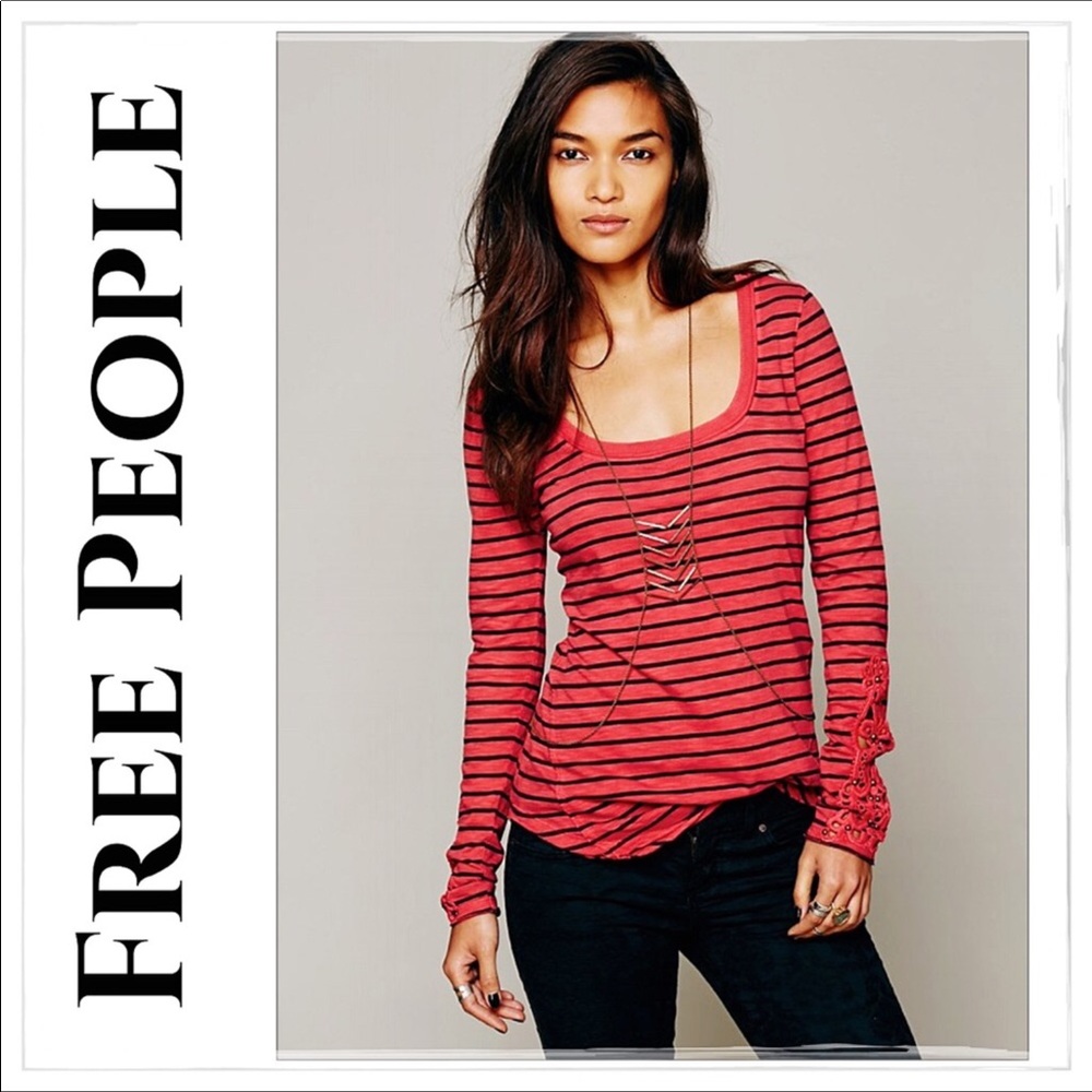 Free People Hard Candy Crochet Henley